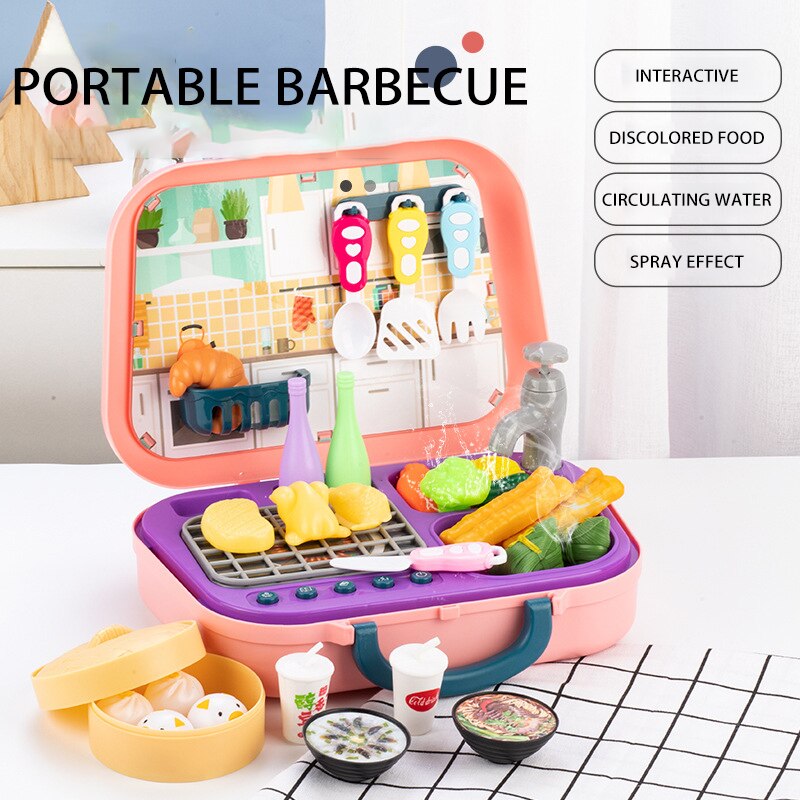 Kinderen Pretenderen Speelhuis Rollenspel Speelhuis Speelgoed Draagbare Plastic Koffer Gereedschap Baby Koken Keuken Educatief Speelgoed