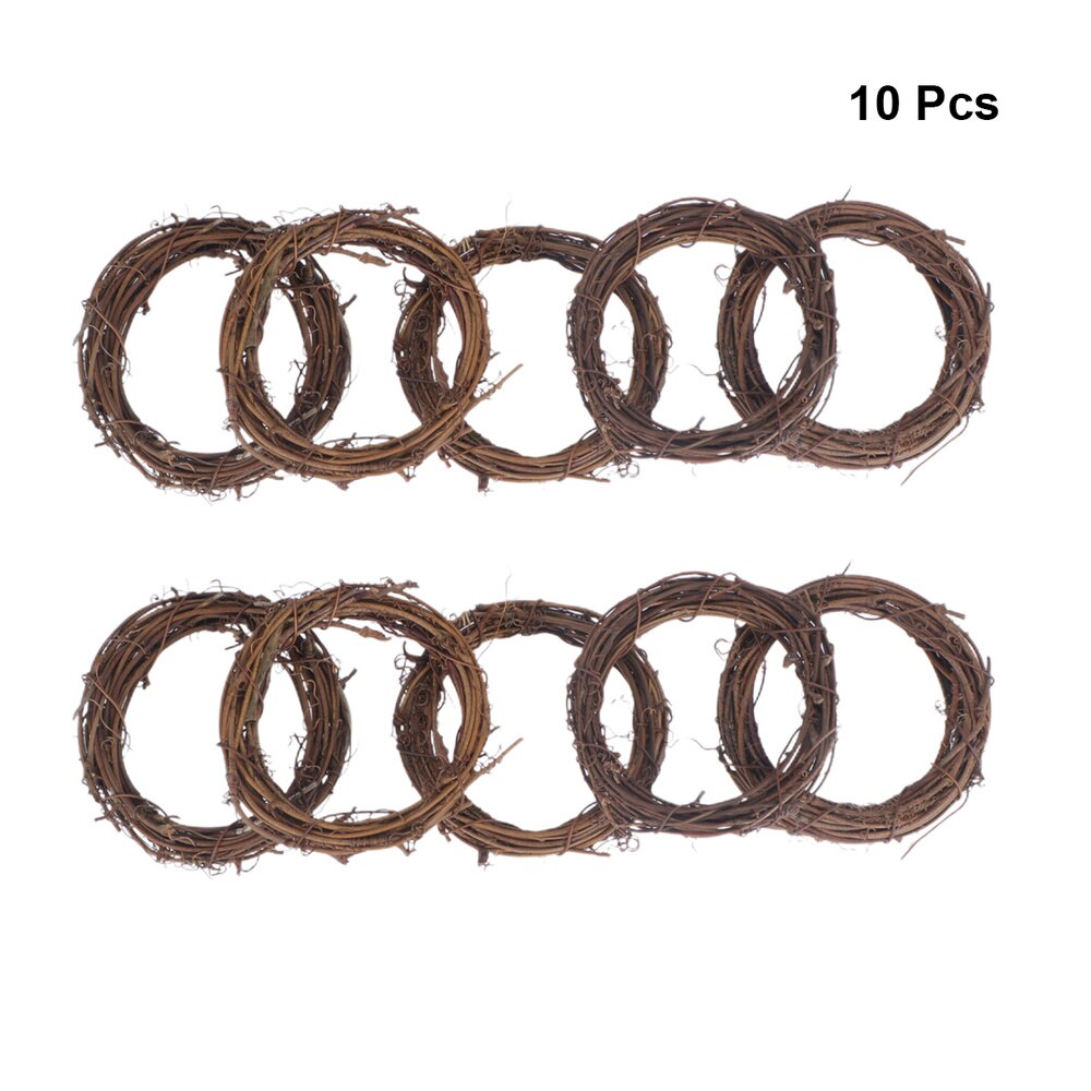 10 pièces 8CM inachevé naturel séché anneau de rotin américain Style campagnard décorations pour intérieur maison fête bricolage décoration: As Shown