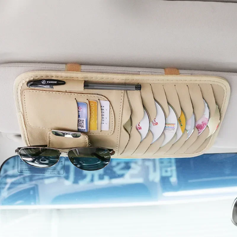 Car DVD Cd Storage Cd Holder Case Bag Disc PU Leather Storage Case Sunglasses Organizer Sun Visor Sunshade Sleeve Wallet Clips