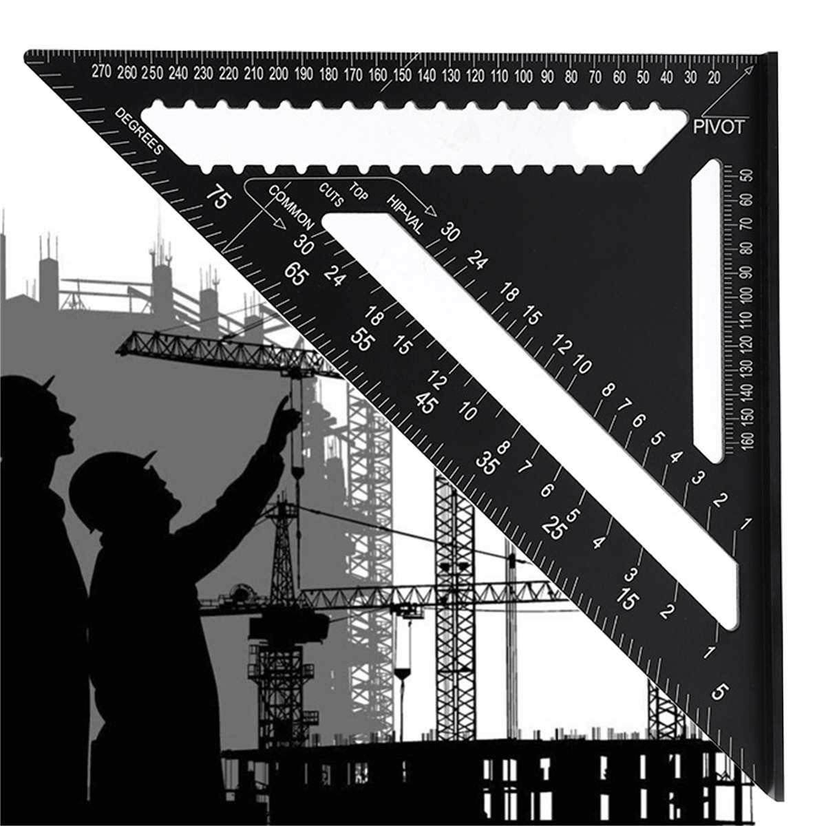 12 inch Metric and Imperial Aluminum Alloy Triangle Angle Ruler Protractor Woodworking Measurement Tool Square Layout Gauges