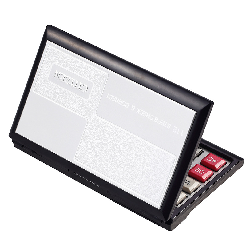 CT-8855V Box Flip Calculator Calculator 12 Digit ABS Plastic Ordinary Dry Battery Black Count Computer