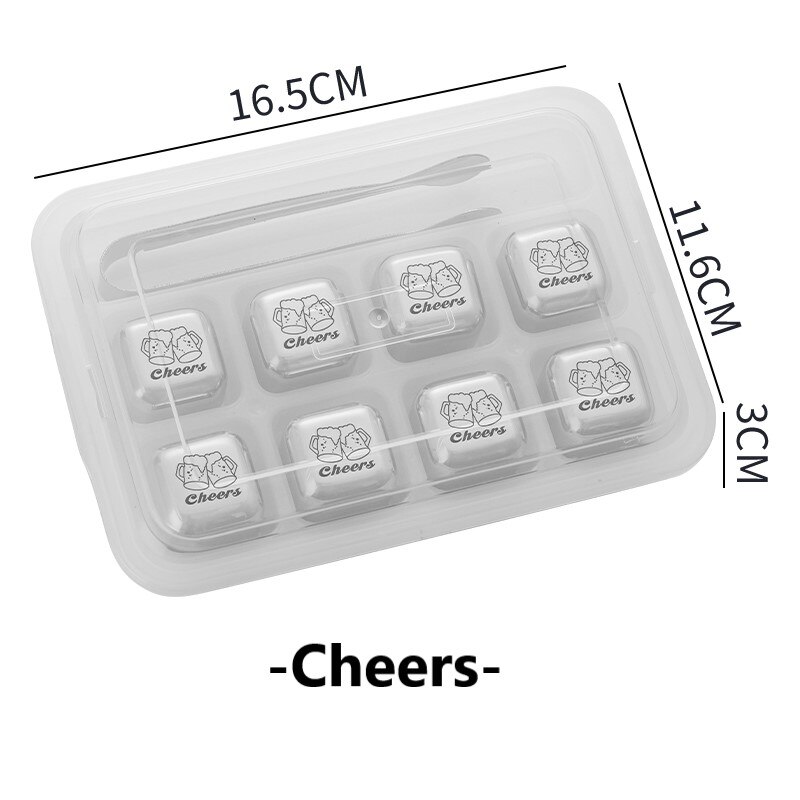 304 stainless steel ice block quick-frozen foreign wine beer whisky ice lattice wine set bar household metal ice: Cheers