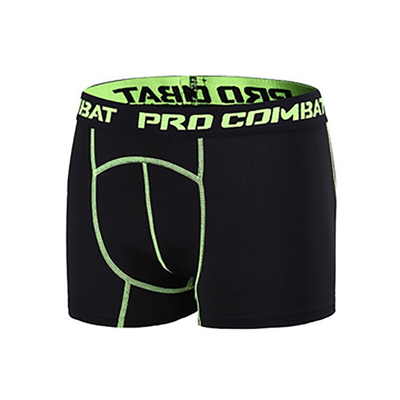 Mens Compression Shorts Line Short Tights Skinny Bodybuilding Breathable Man's Bottom Fitness Letter Shorts Sports Underwear: Green / XXL