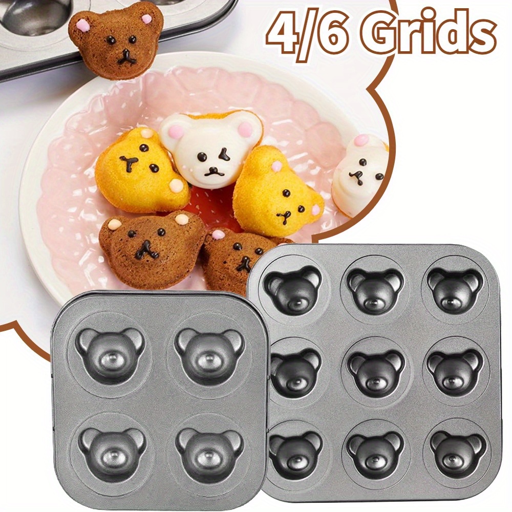 1PCS Bär Backform 4 Hohlräume Cartoon Backblech Nicht-stick Carbon Stahl Tablett DIY Dekorative Cookies Backen küche Werkzeuge