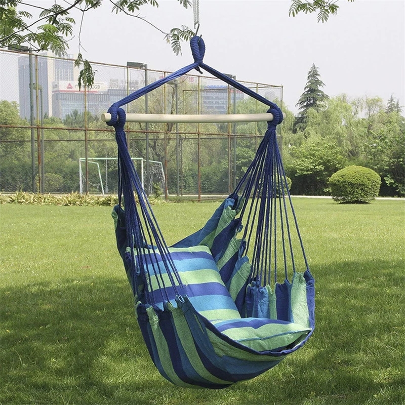 Columpio portátil para exteriores, hamaca gruesa para jardín, viaje, Camping, almohada, columpio