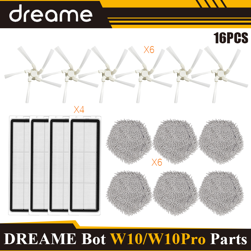 For Dreame Bot W10/W10 PRO Robot Vacuum Cleaner Spare Parts Washable Main Brush HEPA Mop Filter Replacement Parts: Burgundy