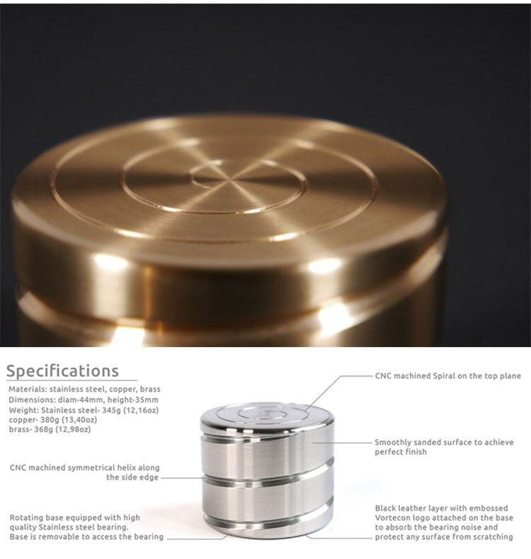 Metal Spinning Top VORTECON Aluminum Kinetic Spinning Desk Toy Silent Hypnotic Adult Office Pressure Fidget Relief