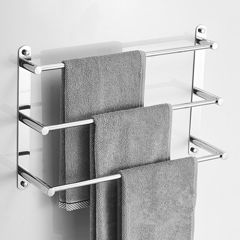 Krom badeværelse håndklædeholder 304 rustfrit stål håndklædestang vægmonteret håndklædeholder 40cm/50cm/60cm badeværelse tilbehør: Krom 60cm
