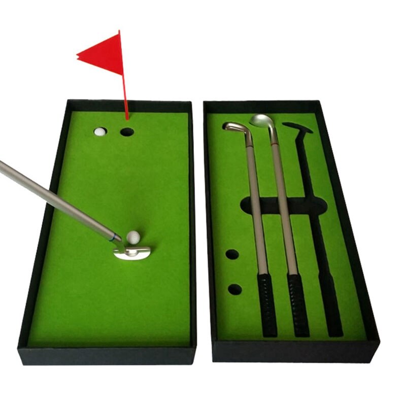 Mini golf club putter kuglepen golfspillere boks sæt desktop indretning til skolemateriel golf tilbehør