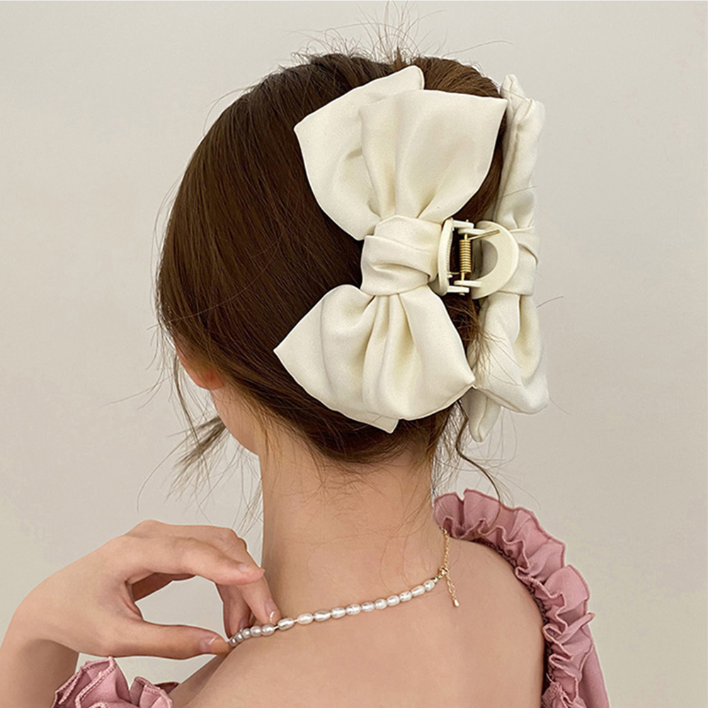 Pinza para el pelo con lazo grande, horquilla con garra de tiburón, pasadores con lazo sólido para coleta, accesorios para el cabello para mujer, diademas: Lavanda
