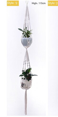 Opknoping Mand Geknoopt Macrame Plant Hanger Cottonflower Mand Lifting Touw Opknoping Mand Bloempot Houder Balkon Tuin Decoratie: 9