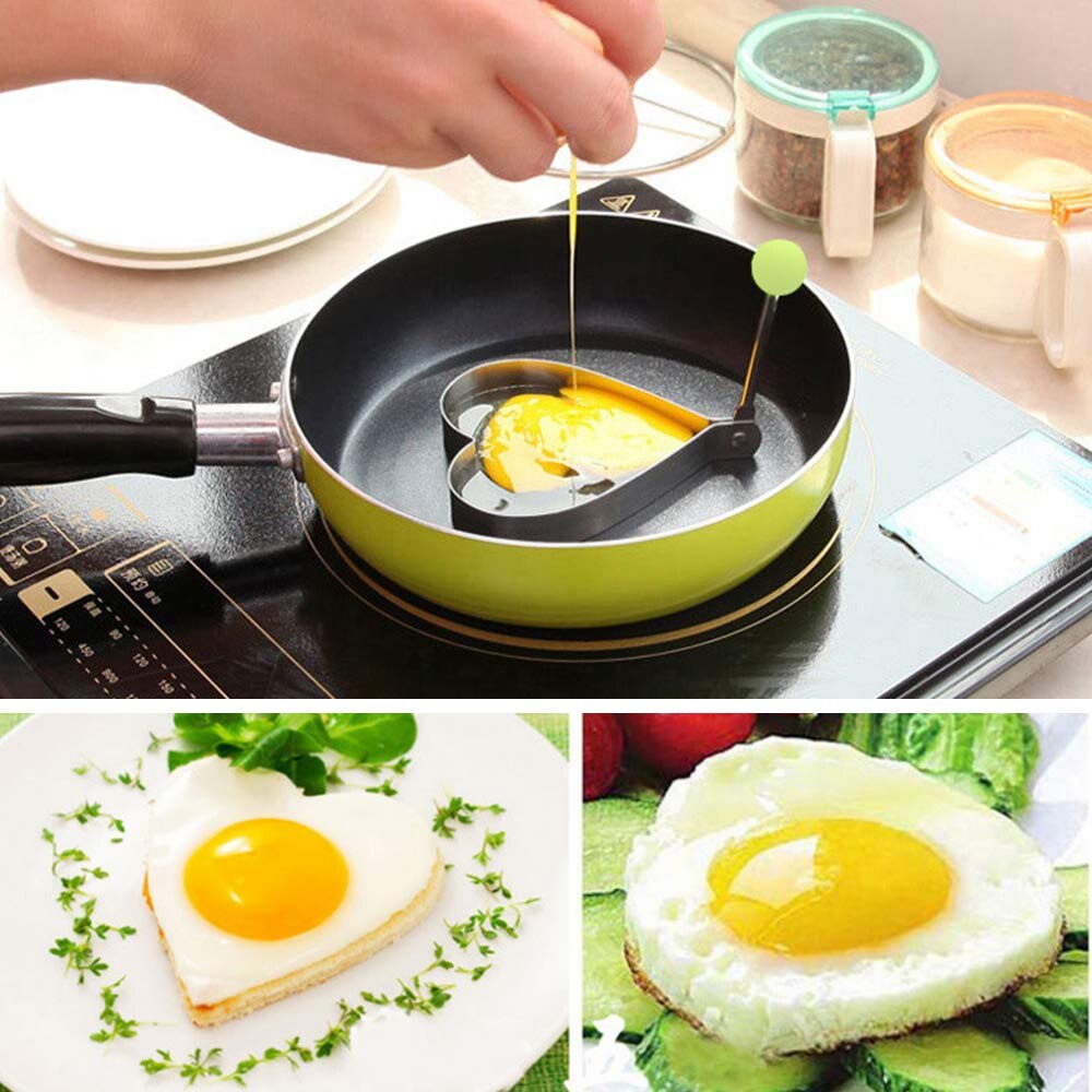 Rustfrit stål stegt æg pandekage forme omelet form stege æg & pandekageringe madlavningsværktøj køkken tilbehør