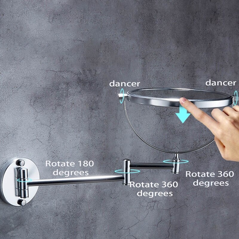 Bathroom Makeup Mirror Adjustable Wall Folding Arm Extend Vanity Magnifying Double Sided Make up Mirror
