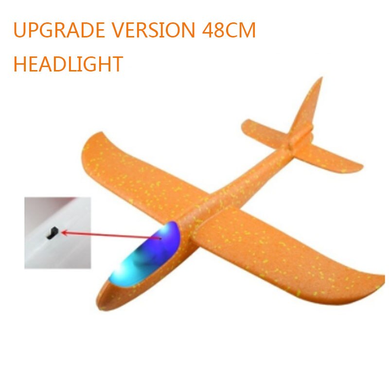 48CM Manual Throwing Foam Aircraft Manually Launching Aircraft Toys Educational Model Toys Children&#39;s Outdoor Sports Games Toys: LED Yellow 48cm