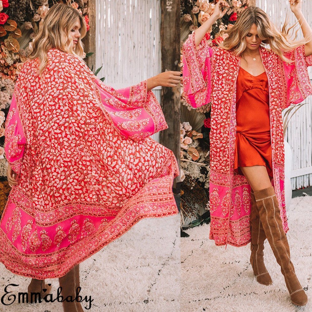 Mode vrouwen Losse Zomer Boho Chiffon Jas Sjaal Kimono Vest Geul