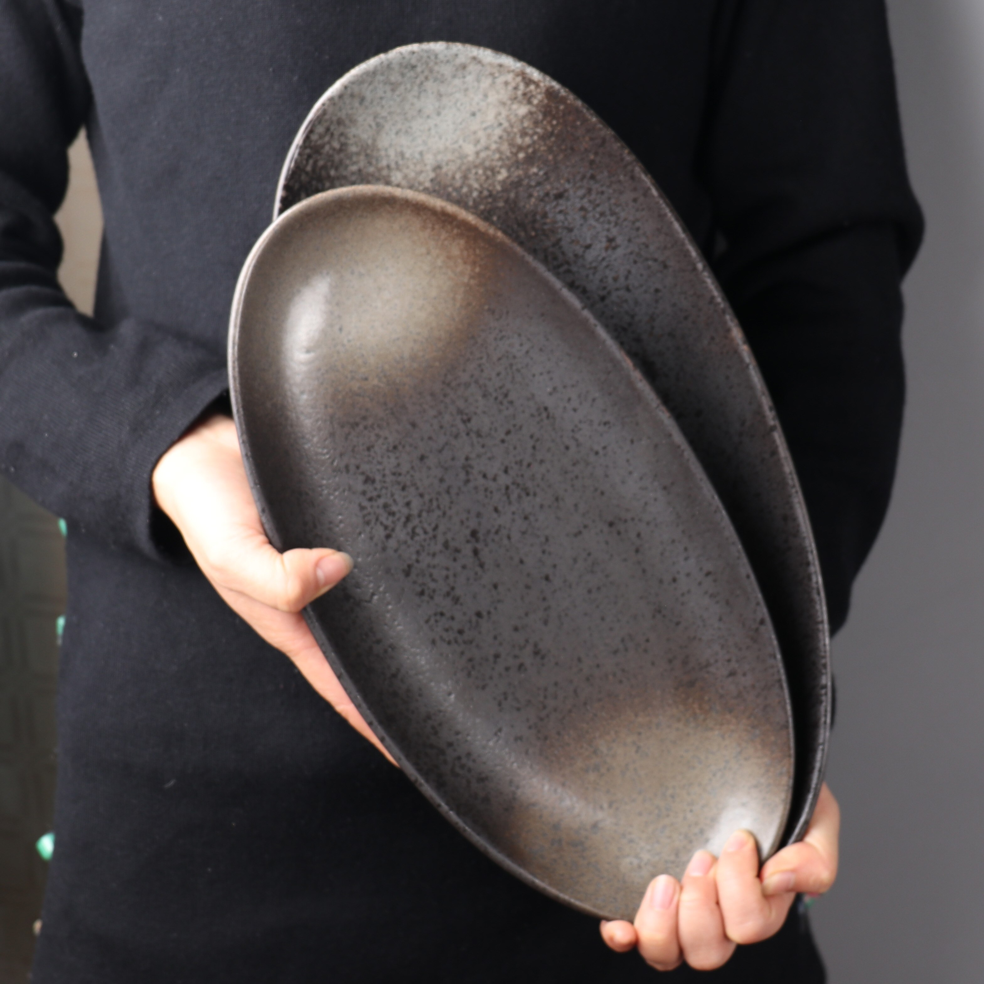 FANCITY personality ceramic tableware oval fish plate steamed fish plate braised fish plate cooking plate large househo