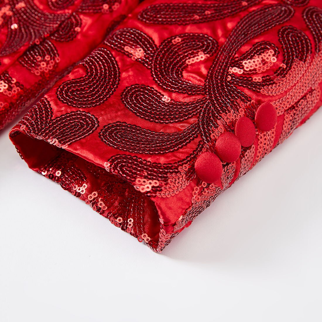 Veste de Costume de luxe en velours rouge pour hommes, Blazer à motif Floral, châle , à revers, Costume de chanteur de scène