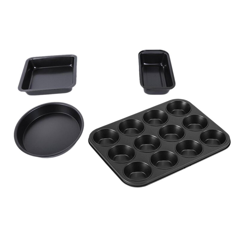 Non-stick Bakken Pan Set,4 Bakken Pannen Toast Pan, Vierkante Cake Pan,8 Inch Pizza Pan,Cake Pan,12 Cups Muffin Pan: Default Title