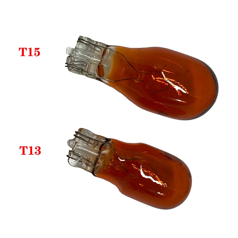 10 Uds T13 10W T15 W16W lámpara halógena vidrio transparente blanco cálido ámbar DC 12V 16W luz Interior bombillas halógenas
