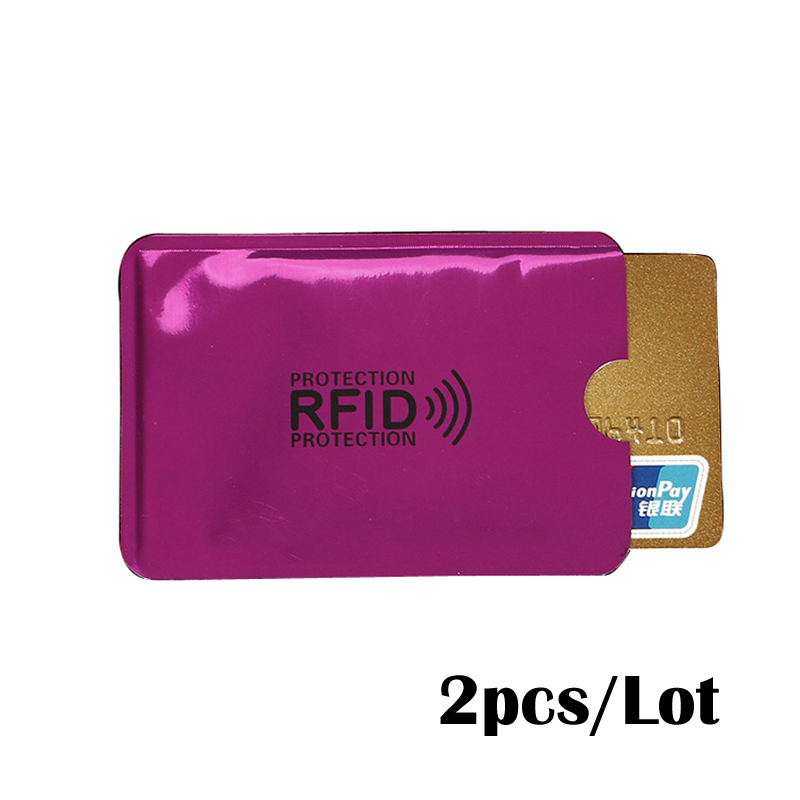 2PC Anti Rfid Credit Card Holder Bank Id Card Bag Cover Holder Identity Protector Case Portable Business Cards Cardholder: Red