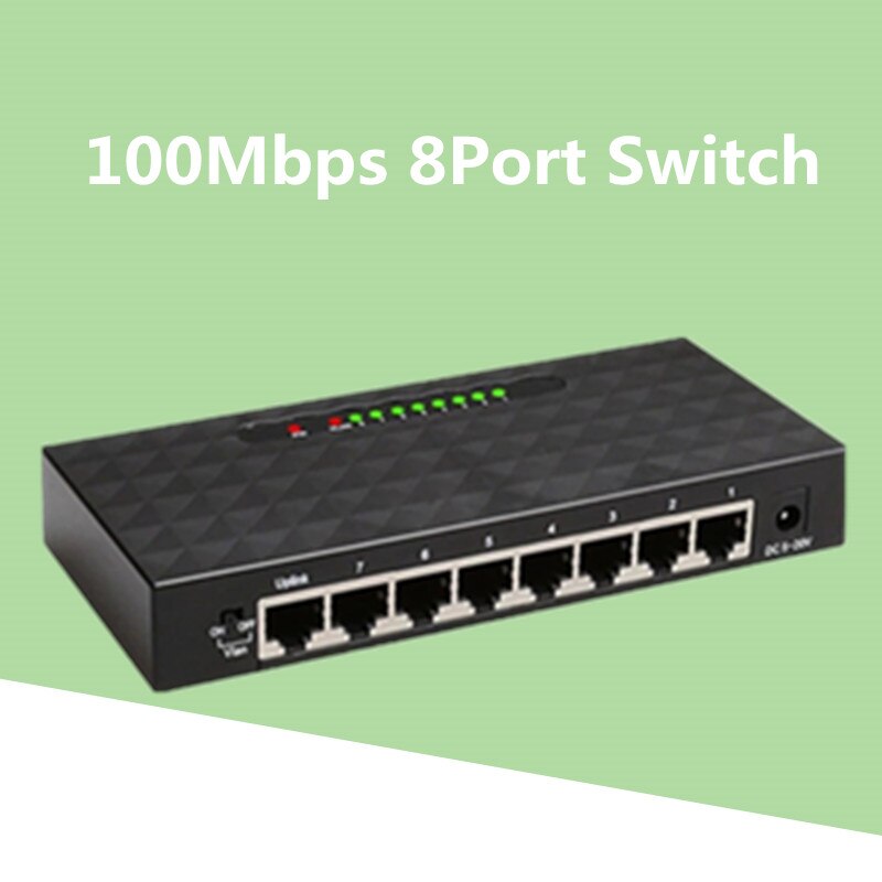 Fanless Ethernet Hub 8-Port 10/100Mbps Ethernet Network Switch - Plug ...