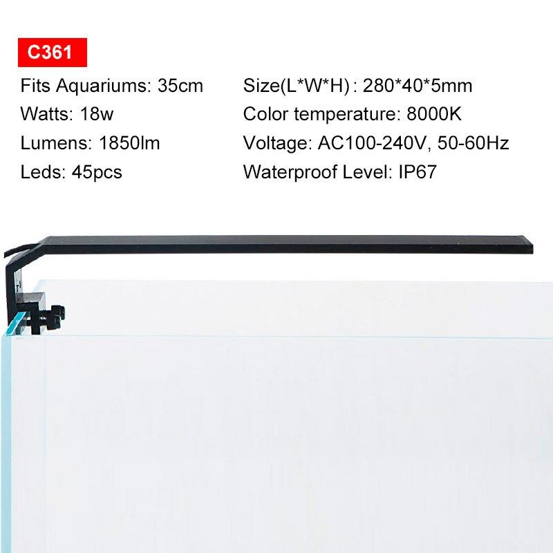 Chihiros – éclairage d'aquarium série C LED, lampe d'aquarium à spectre complet, étanche IP67, pour plantes, pêche, 110V-240V: C361