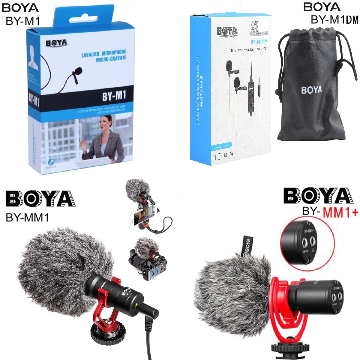 Boya BY-M1 M1DM BY-MM1 + Dual Omni-Directionele Lavalier Microfoon Korte Gun Mic Voor Iphone Smartphones Camera Dslr canon Nikon
