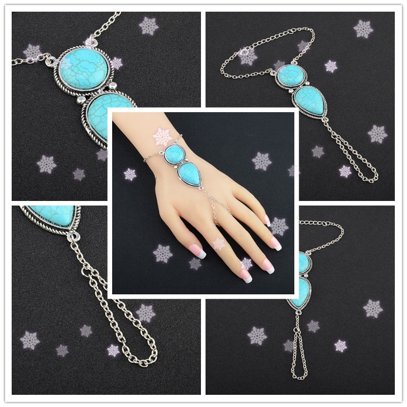 Best Punk Multi Bracelet Bangle Chain Link Interweave Finger Rings Bohemian ladies bracelet bracelet F717