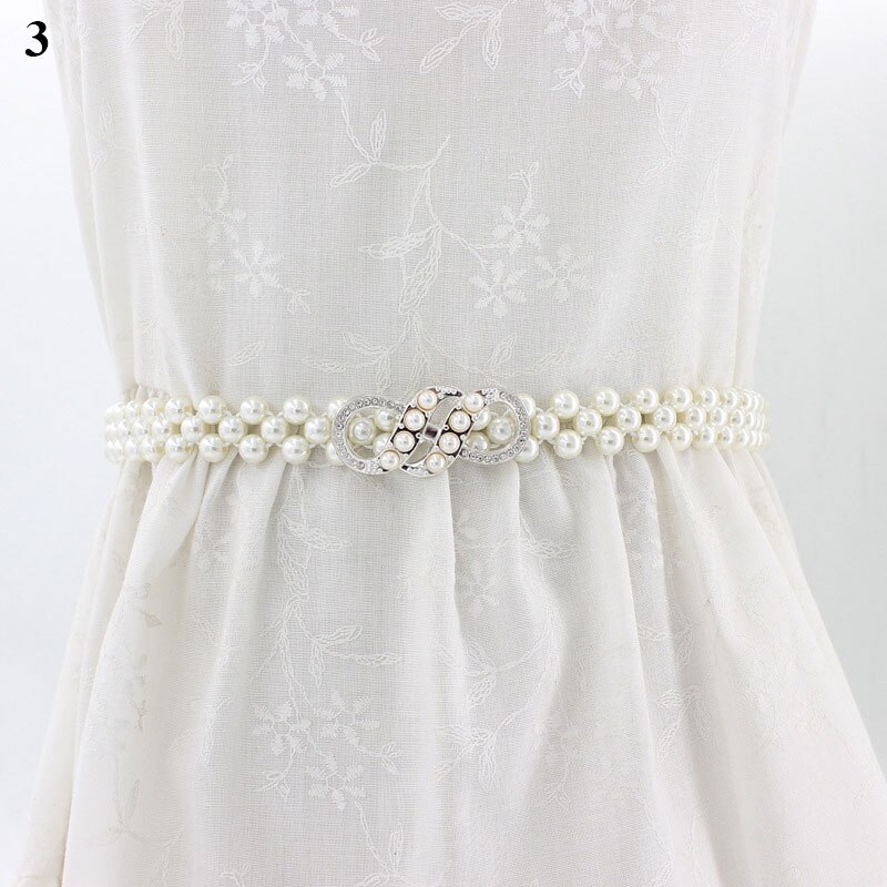 Cinturón de Metal decorativo con perlas para mujer, Cinturón fino con gancho de cuentas, cadena de cintura, vestido, 1 ud.: 12