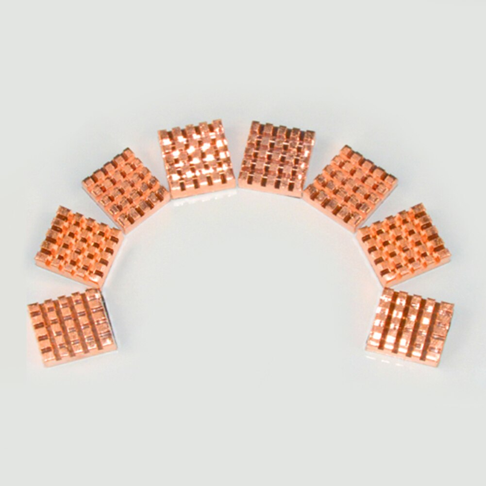 8pcs/Set Pure Copper RAM Heatsink Cooler Adhesive Back PC Computer Cooler RAM Heat Sink Graphics Card Memory IC Chip Radiator