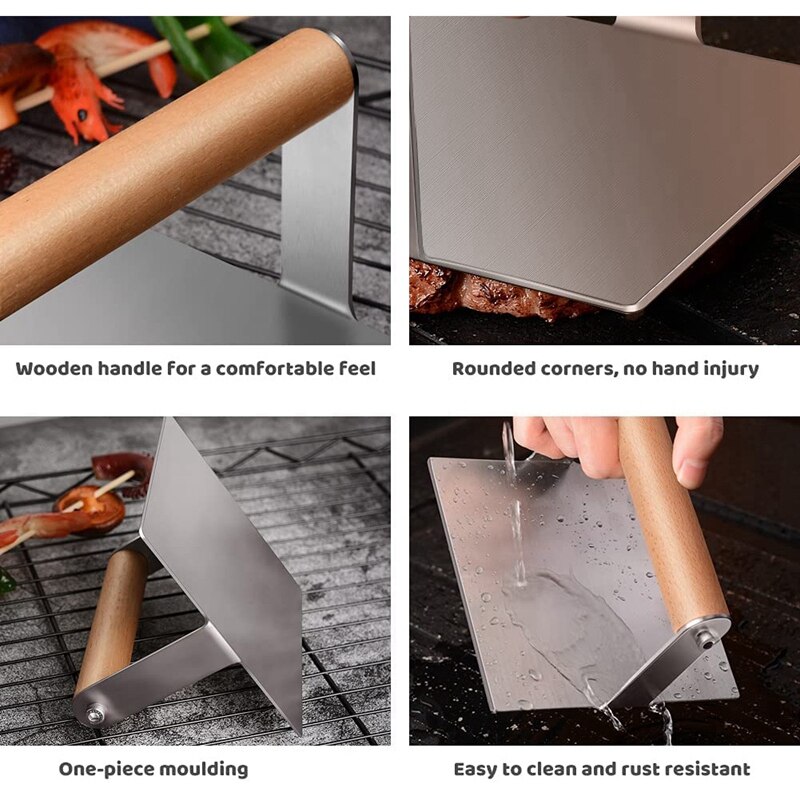 Square Burger Press,Burger Smasher,Hamburger Bacon Press,Presser Spatula For Flat Top Outdoor Griddle Grill Home Cooking