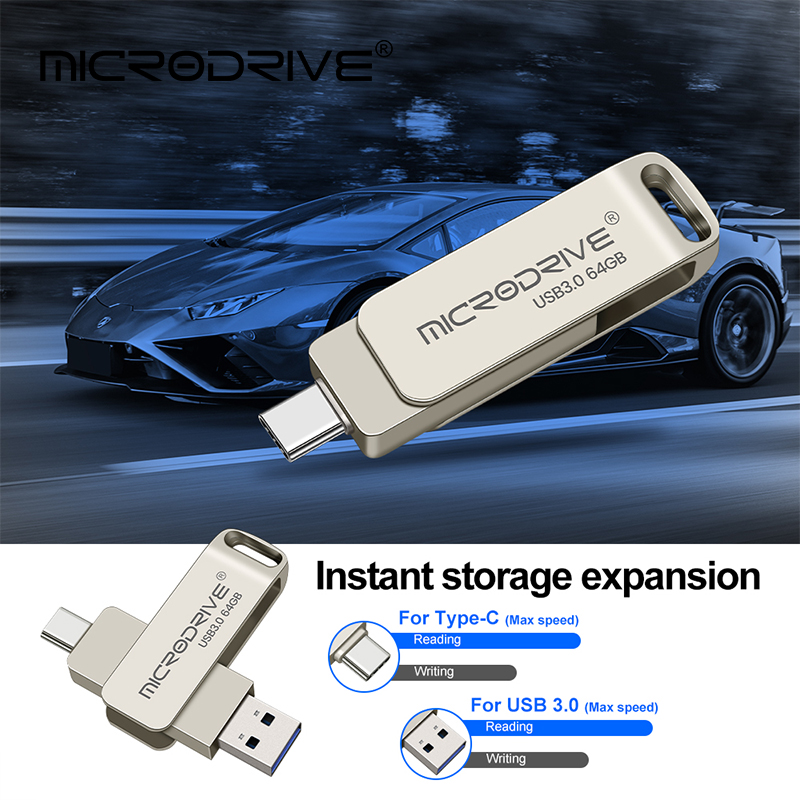 Unidade flash USB TIPO C OTG 2 em 1 USB Stick 3.0 128GB Pen Drive 64GB 256GB 512GB Disk de memória Pendrive