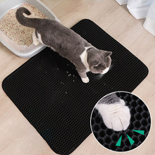 Tapis de litière pour chat EVA Double couche, tapis de trappeur de litière pour chat avec fond imperméable antidérapant, tapis de litière pour chat