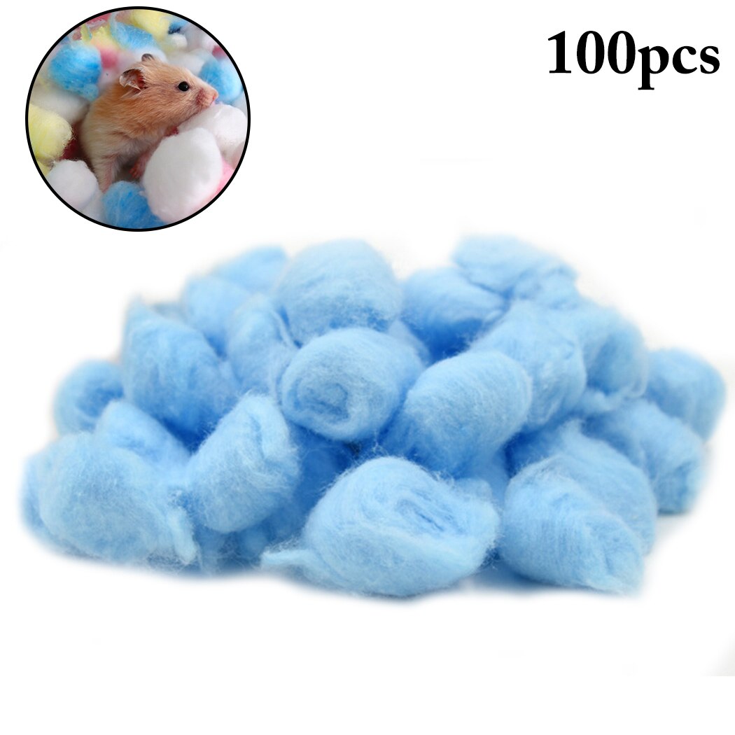 50 stk. /100 stk. hamster bomuldskugler vinter varm hamster nestemateriale farverige søde minikugler små tilbehør til kæledyrsbur: 100 stk blå
