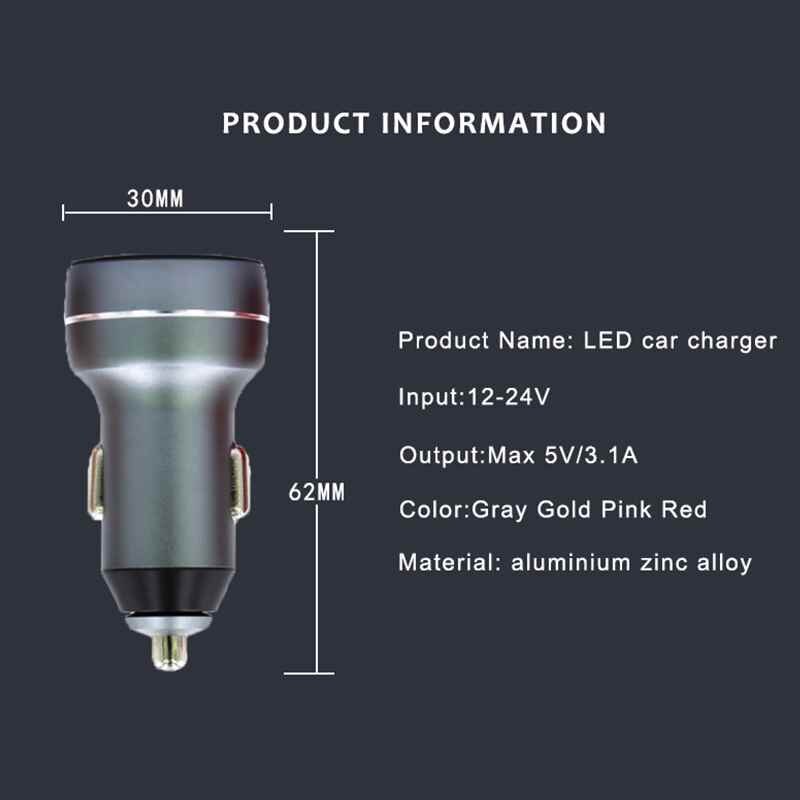Chargeur de voiture affichage numérique double Port USB 3.1A USB adaptateur de charge voiture affichage de tension voiture-style chargeur automatique pour les voitures de téléphone