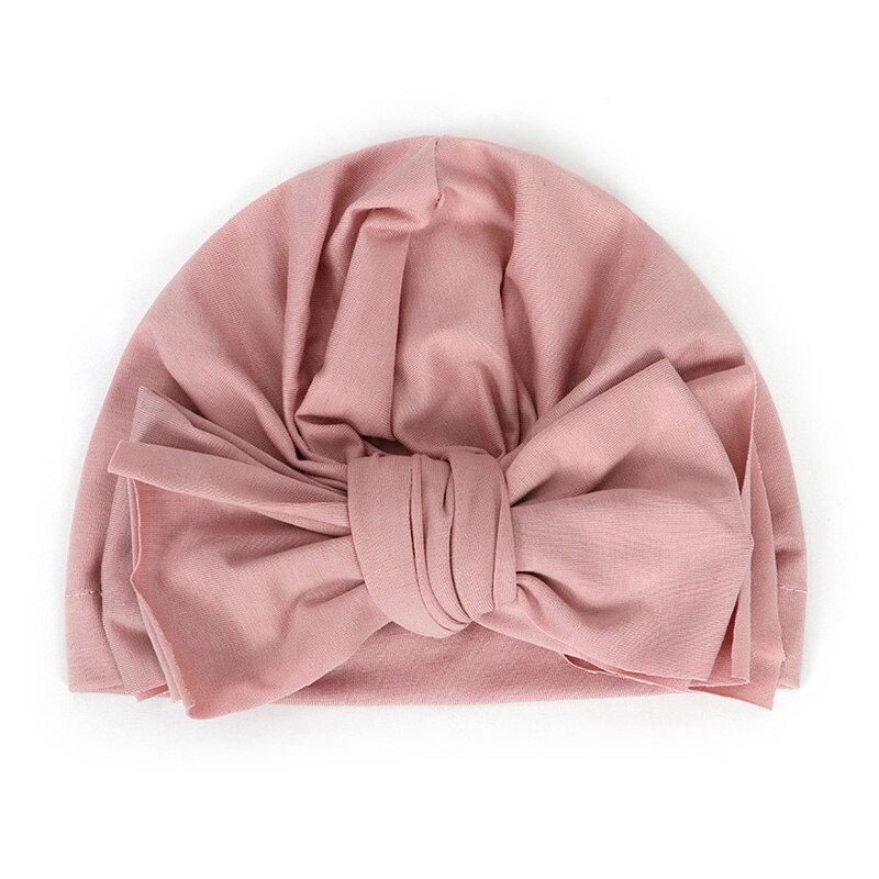 Grote strikken babyhoed zacht lente zomer kinderen babymeisje muts schattige kinderen peuter muts tulband: Donkerroze