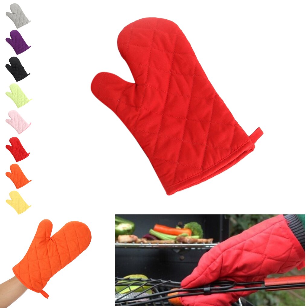 1PC/2PCS Oven Mitts Heat Resistant Microwave Oven Glove Cotton Linen Baking BBQ Non-slip Oven Mitts Kitchen Cooking Tools
