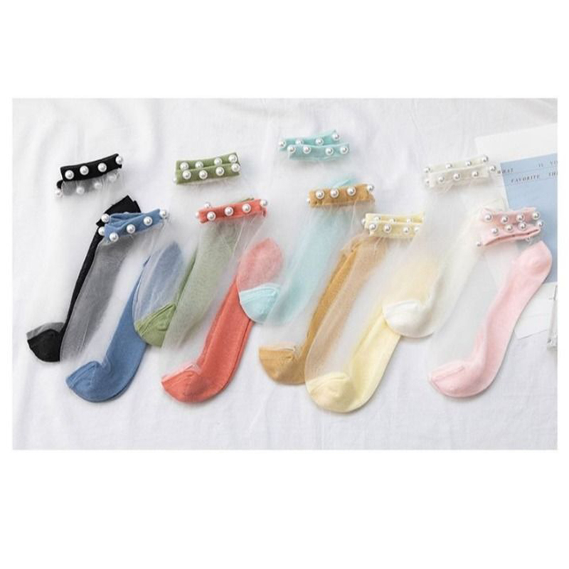 Calcetines transparentes de malla para mujer y niña, medias transparentes ultrafinas de encaje, 5 piezas, M09