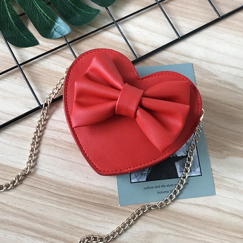 Mini monederos de estilo coreano para niñas, bolso de mano pequeño con forma de corazón, monedero pequeño: Rojo