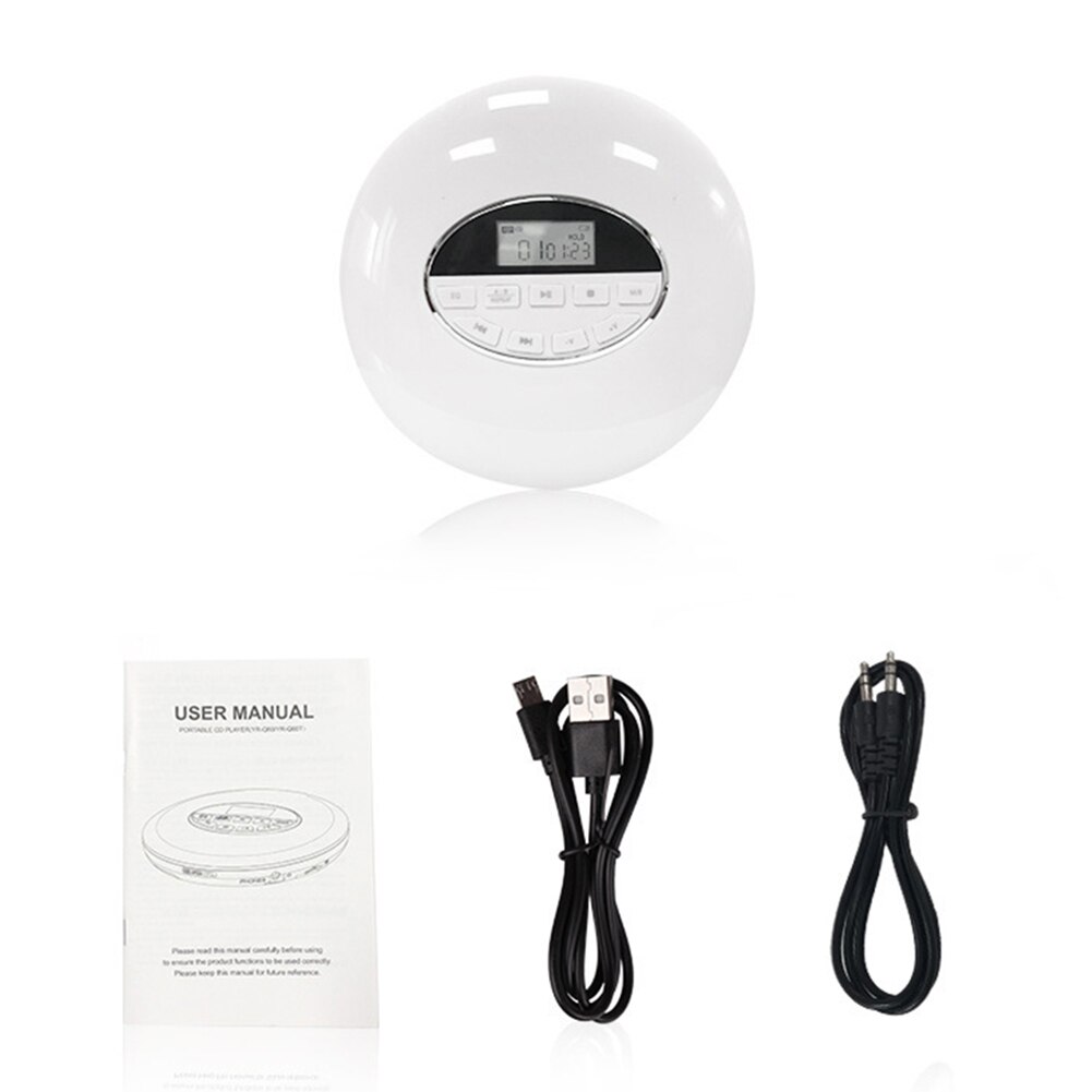 Usb Aux Met Lcd-scherm Compact 3.5Mm Jack Multifunctionele Ronde Kleine Batterij Aangedreven Auto Muziek Anti Skip Draagbare Cd speler