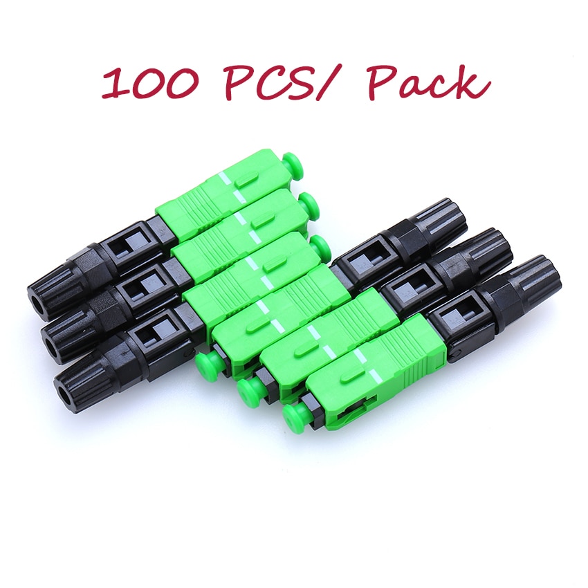 100PCS SC APC Fast Connector Embedded Connector FTTH Tool Cold Fiber Fast Connector SC Fiber Optic Connector