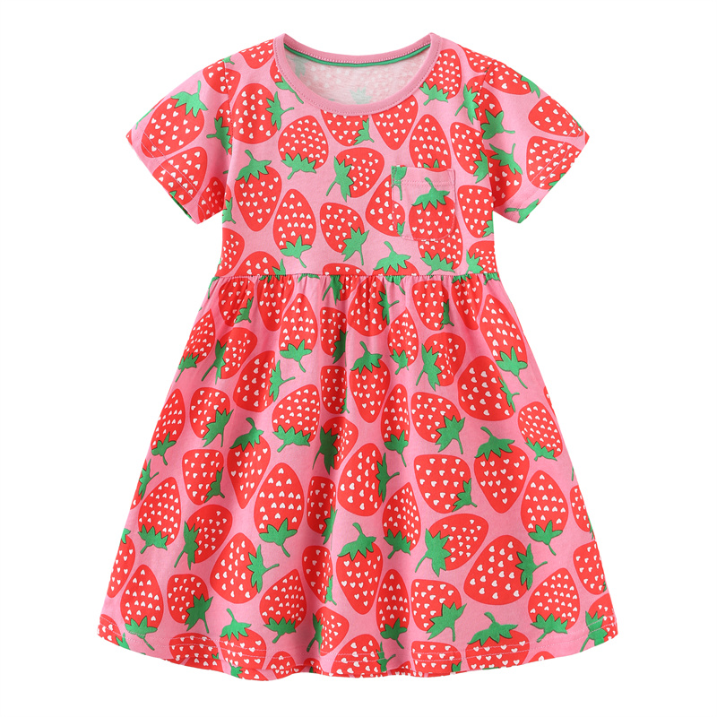 Metri da salto abiti da principessa per bambini con Applique giraffa abiti da festa per ragazze estive carine abiti per bambini di moda vendita calda: Blu / 6T