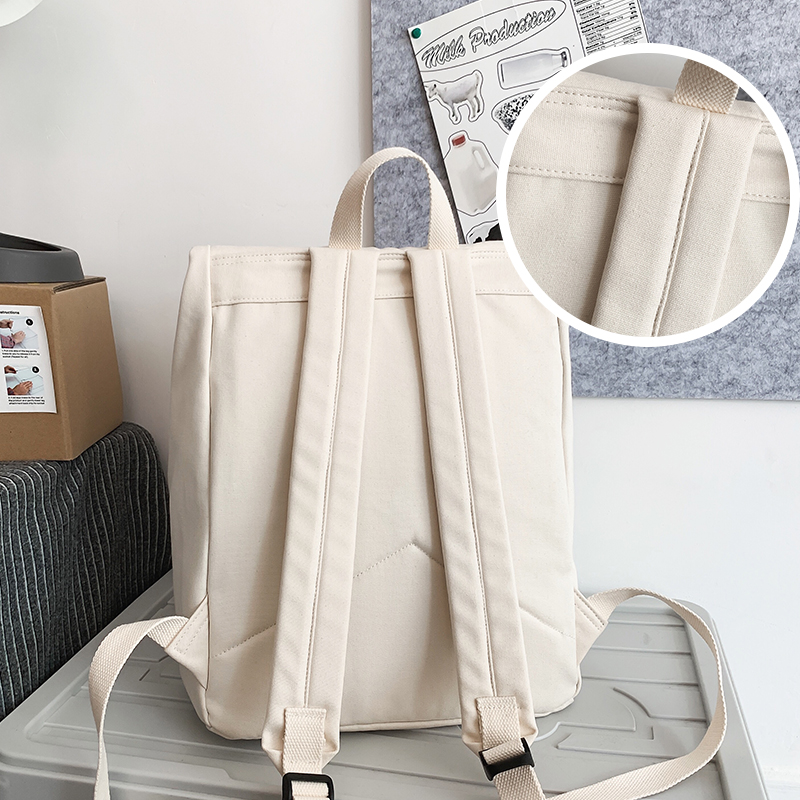 Canvas Schoolbag Female College Student Junior High School Girl High School Student Large Capacity Backpack Backpack