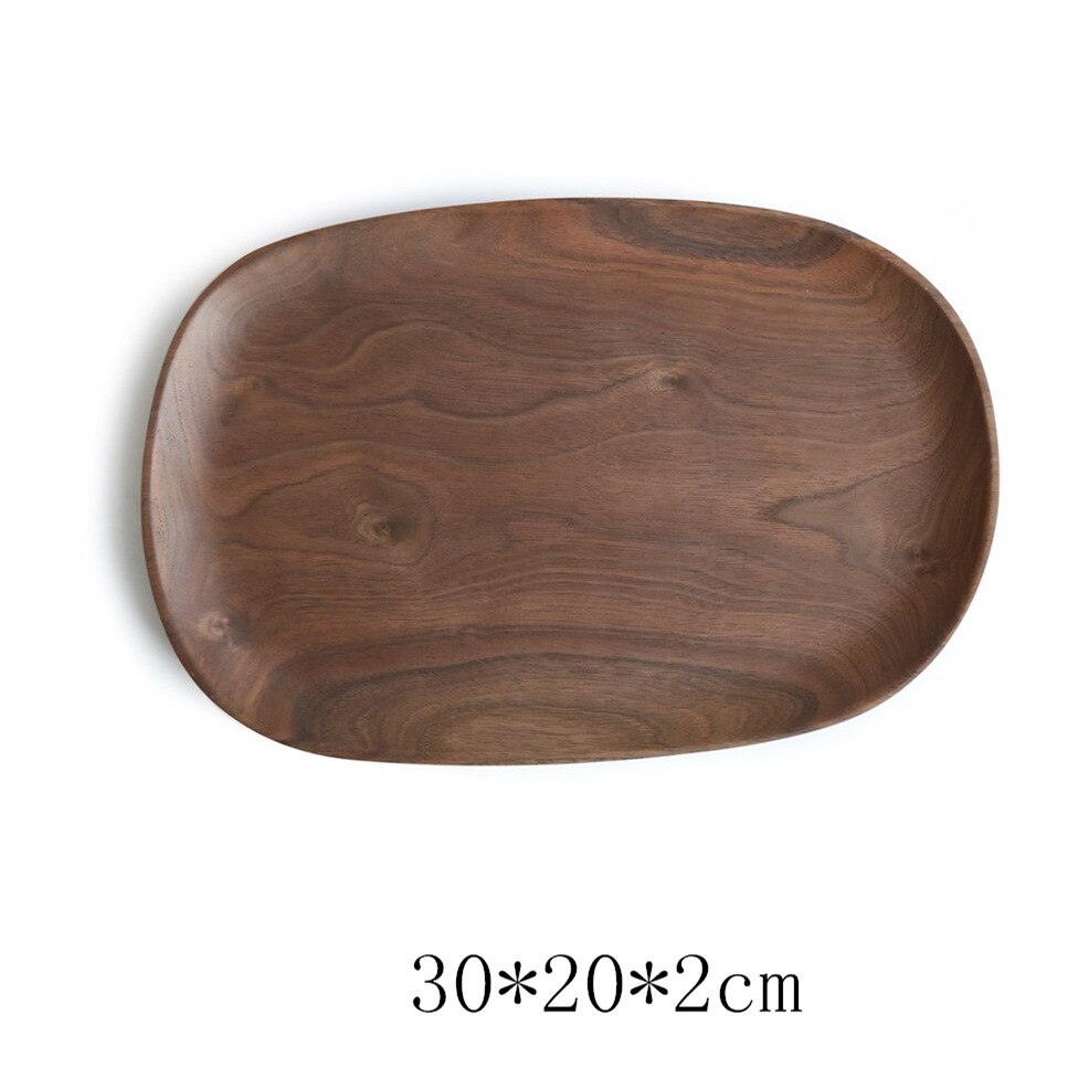 Ovalado irregular de madera de nogal Pan de frutas platos plato bandeja de té postre artículos de mesa plato para cena conjunto: 30x20x2CM