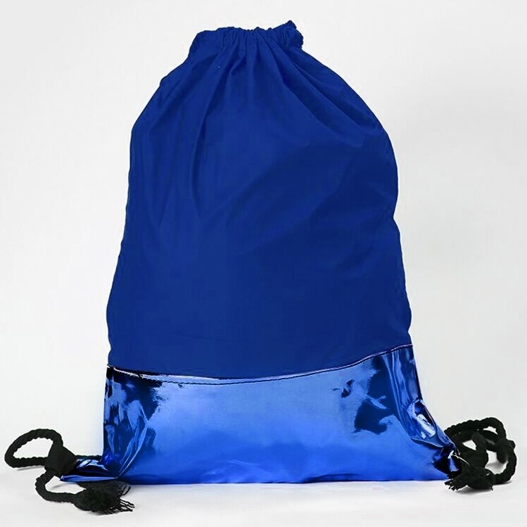 Mochila Bolsa tipo saco con cuerdas para mujer nueva femenina con apliques de polipiel impermeable: Azul
