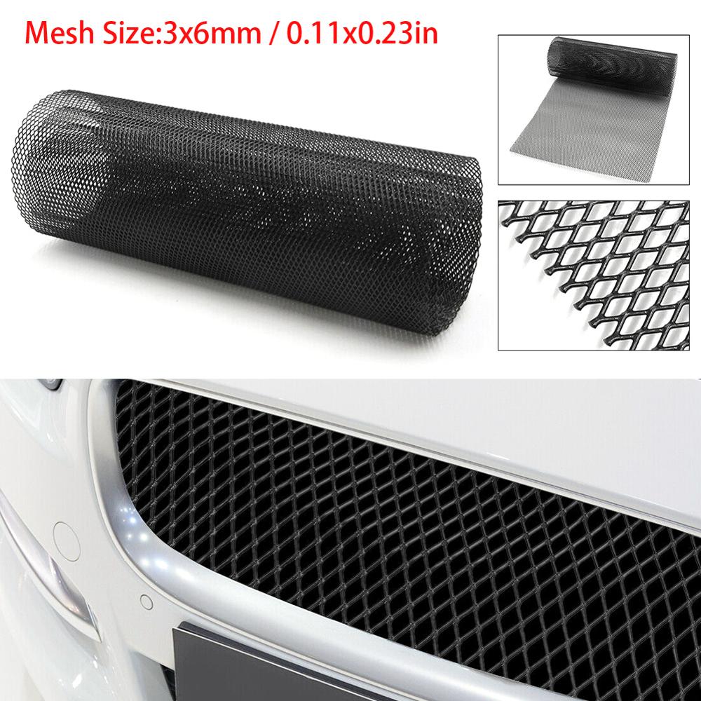 Car Vehicle Black Tone Aluminum Alloy 100x33cm Rhombic Grille Mesh Sheet Universal Fit for Any Bumper Body Kit Fender