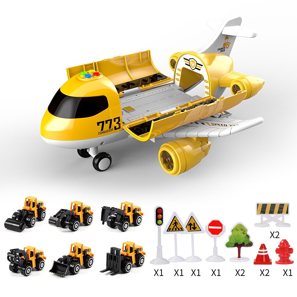 Bambini Aeromobili Giocattoli con Musica Leggera di Stoccaggio Aereo Mini Pressofuso In Lega di Veicoli di Ingegneria Antincendio Auto Set Regalo di Natale per I Ragazzi: A Engineer Series