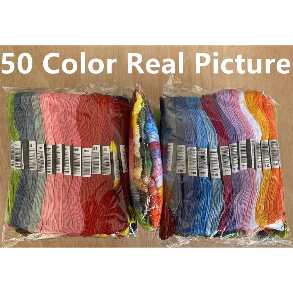 Embroidery Thread Embroidery Floss Cross Stitch Kit Premium Rainbow Embroidery DIY Threads Crafts Cotton Sewing Skein 447 Colors: 50 color no repeat