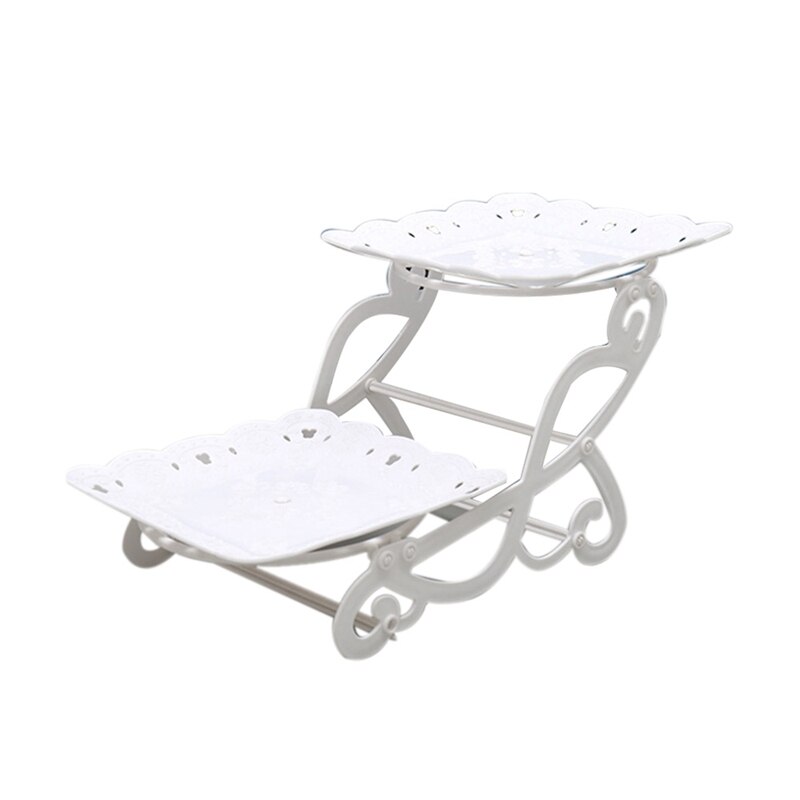 2 Tier Cake Dessert Holder Cupcake Pastry Biscuit Tray Holder Candy Buffet Fruit Holder Wedding Use: Square B 
