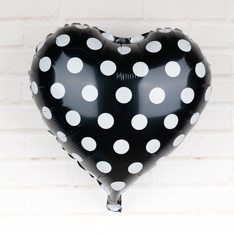 18 tommer mariehøne sort rød hvid polka dot hjertefolie balloner fødselsdag bryllupsdag fest dekorationer helium globos 5 stk: 18 s 01502